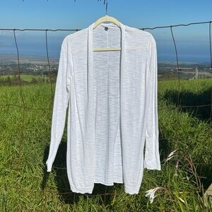 Margret O'Leary white cotton lightweight open front cardigan coastal grandma S